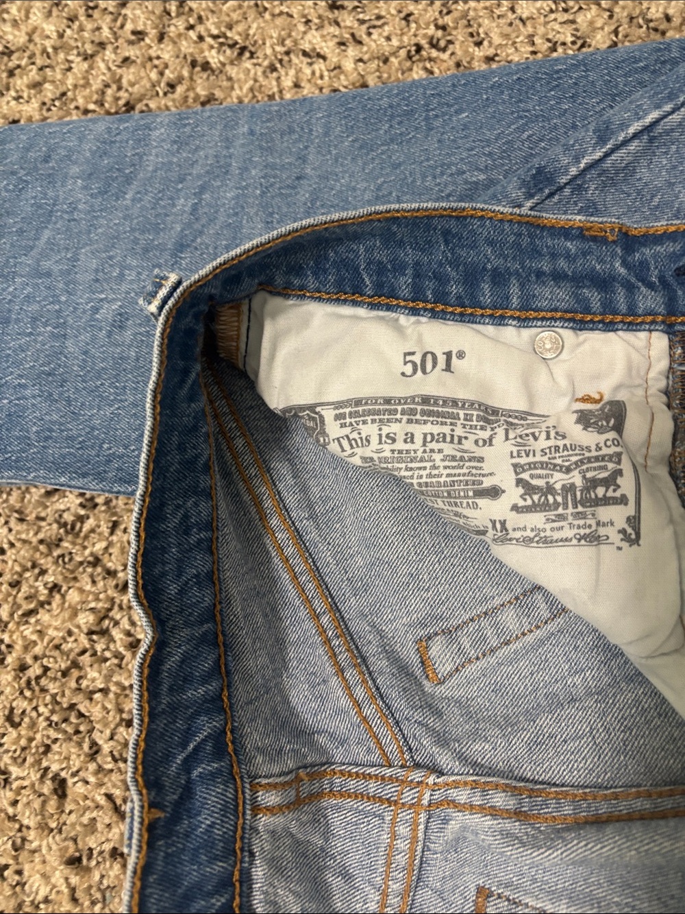 Levi's Light Blue Distressed Straight-Leg Jeans - Picture 3 of 3